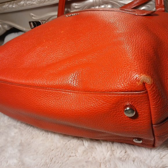 Coach Tyler Tote in an orange/red shade of pebbled leather. - Picture 15 of 16